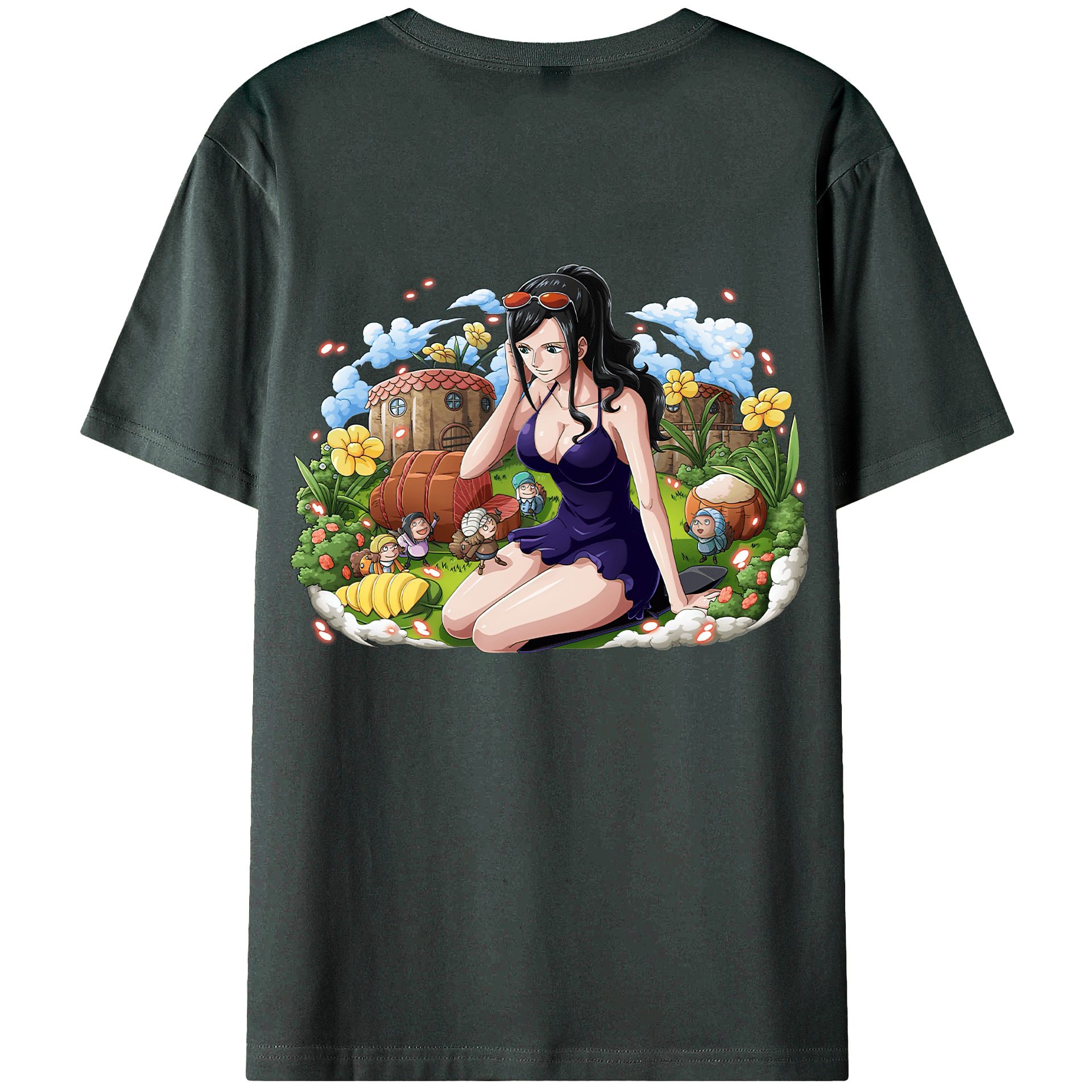 ワンピース ニコ・ロビン ONE PIECE Nico Robin 綿100％ メンズ半袖Tシャツ（バックプリント） 通気性